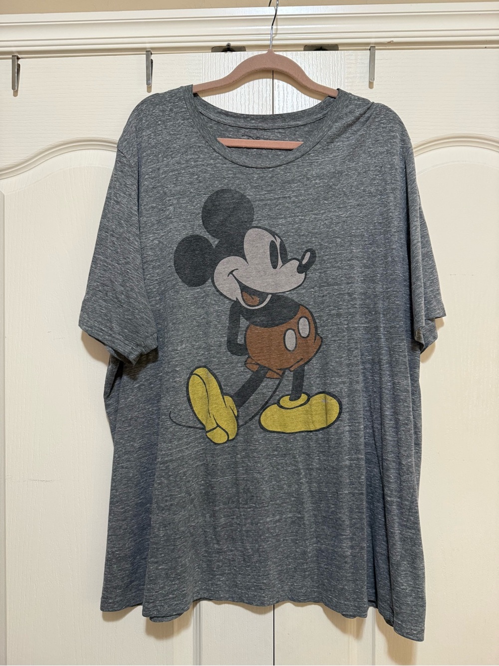 Disney Men's Gray Mickey Mouse Tee with Yellow Accents